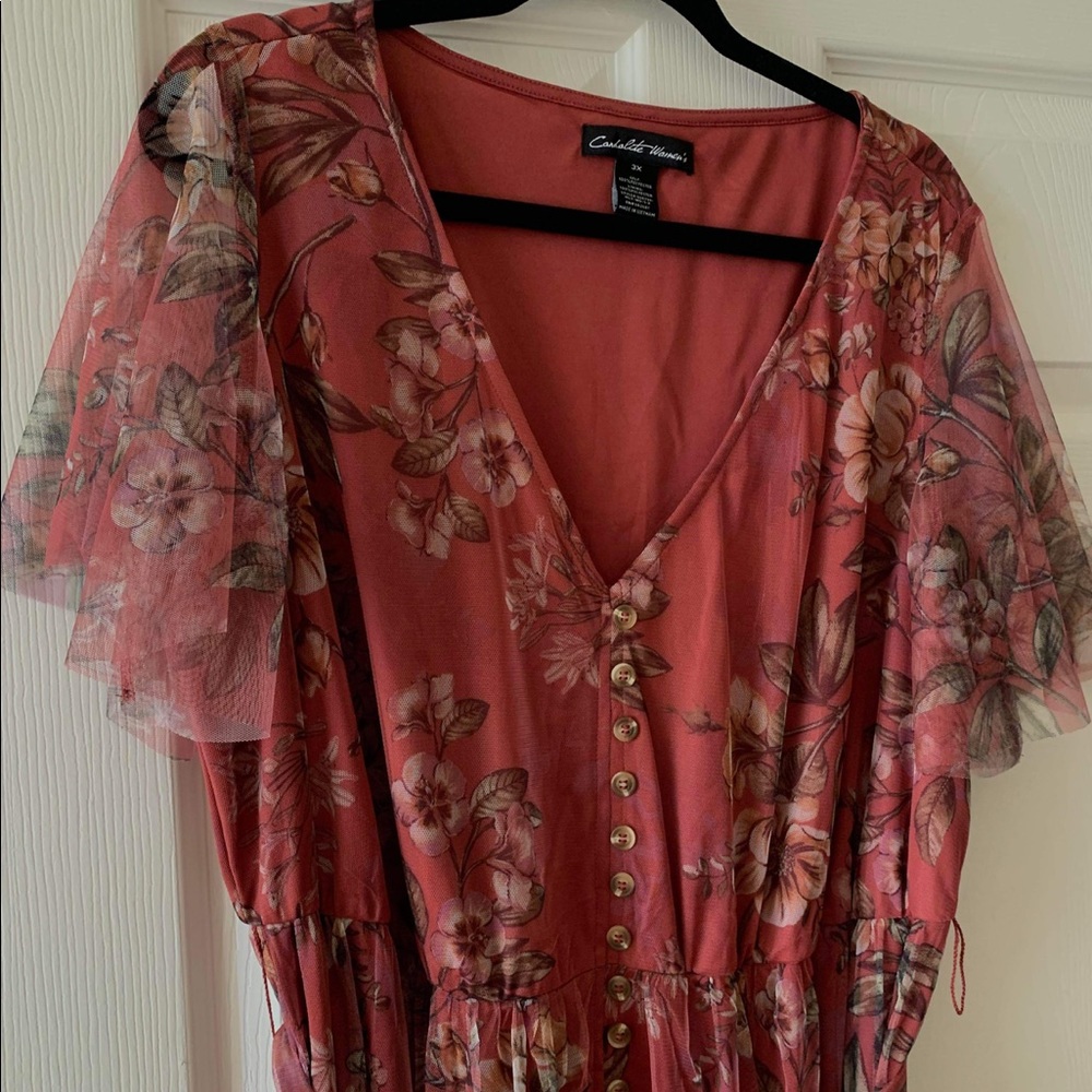 3X flirty floral dress